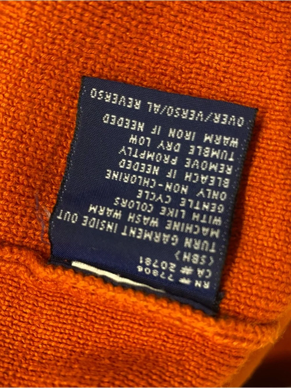 Tommy Hilfiger Men's Rust Orange V-Neck Sweater Vest with Contrast Trim - Picture 7 of 7